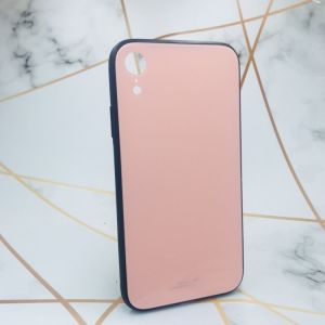 Силіконовий чохол Glass case зі скляною задньою панеллю для iPhone XR Рожевий