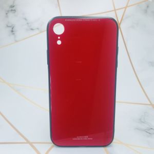 Силіконовий чохол Glass case зі скляною задньою панеллю для iPhone XR Червоний