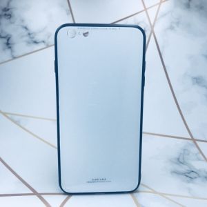 Силіконовий чохол Glass case зі скляною задньою панеллю для iPhone 6+/6 Plus Білий