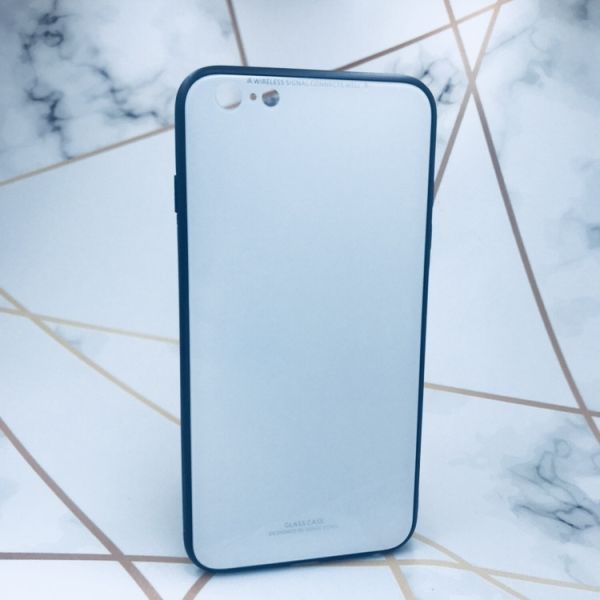 Силіконовий чохол Glass case зі скляною задньою панеллю для iPhone 6+/6 Plus Білий