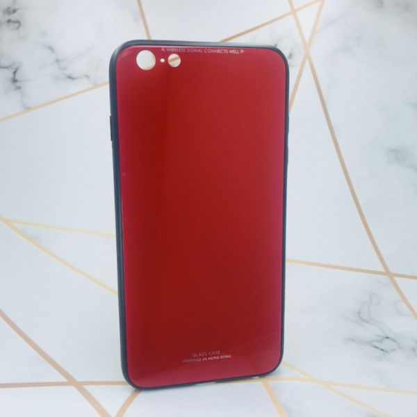 Силіконовий чохол Glass case зі скляною задньою панеллю для iPhone 6+/6 Plus Червоний