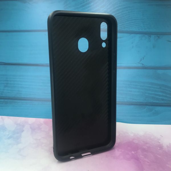 Силіконовий чохол Glass case зі скляною задньою панеллю для Samsung Galaxy M20 Мармур Чорний