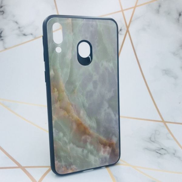 Силіконовий чохол Glass case зі скляною задньою панеллю для Samsung Galaxy M20 Онікс