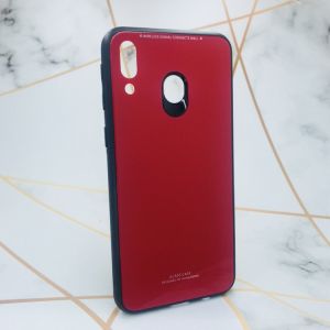 Силіконовий чохол Glass case зі скляною задньою панеллю для Samsung Galaxy M20 Червоний