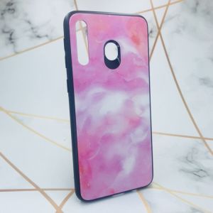 Силіконовий чохол Glass case зі скляною задньою панеллю для Samsung Galaxy M30 Мармур рожевий