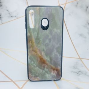 Силіконовий чохол Glass case зі скляною задньою панеллю для Samsung Galaxy M30 Мармур онікс
