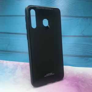 Силіконовий чохол Glass case зі скляною задньою панеллю для Samsung Galaxy M30 Чорний