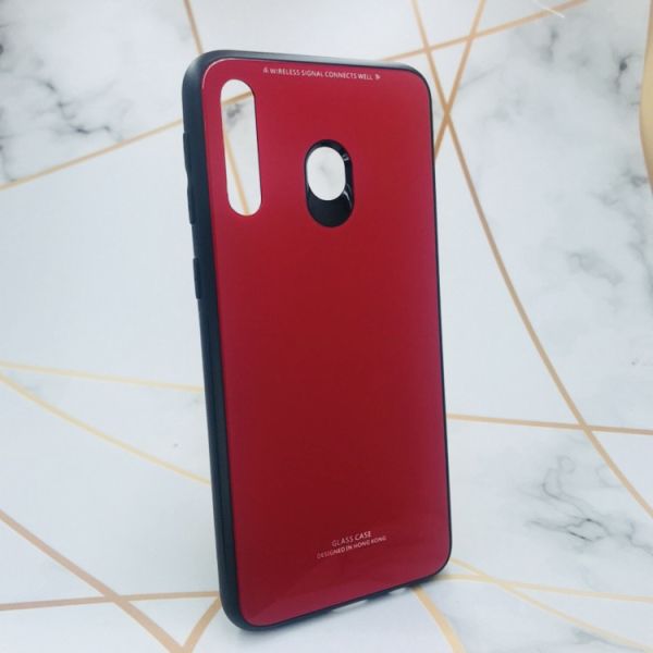 Силіконовий чохол Glass case зі скляною задньою панеллю для Samsung Galaxy M30 Червоний