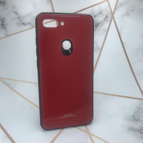 Силіконовий чохол Glass case зі скляною задньою панеллю для Xiaomi Мі 8 lite Червоний