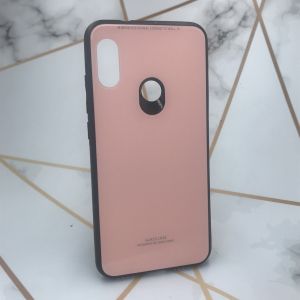 Силіконовий чохол Glass case зі скляною задньою панеллю для Xiaomi Redmi 6 Pro / A2 lite Рожевий