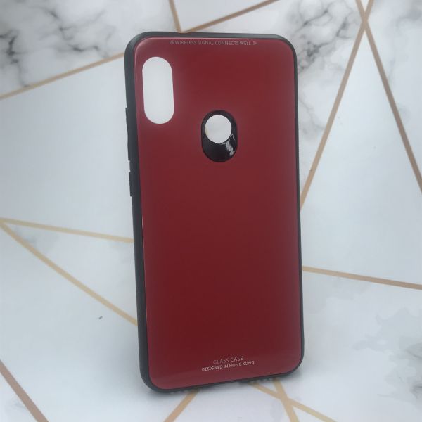 Силіконовий чохол Glass case зі скляною задньою панеллю для Xiaomi Redmi 6 Pro / A2 lite Червоний