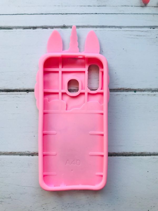 Чохол силіконовий 3D Case з рухливими блискітками на Samsung Galaxy А40 (2019) А405 рожевий Єдиноріг