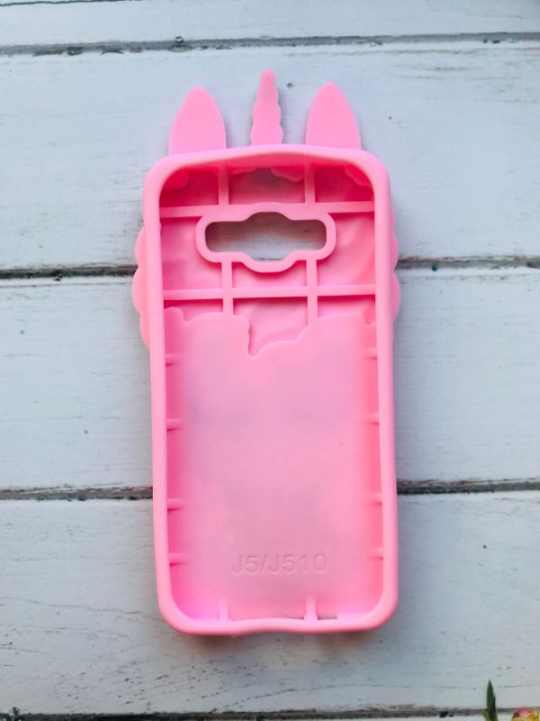 Чохол силіконовий 3D Case з рухливими блискітками на Samsung Galaxy J5 рожевий Єдиноріг