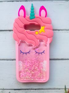 Силіконовий чохол 3D Case з рухливими блискітками на SAMSUNG Galaxy J7(2016) J710 рожевий Єдиноріг