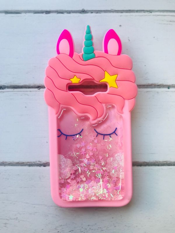 Чохол силіконовий 3D Case з рухливими блискітками на Samsung Galaxy J1(2016) моделі j120 рожевий Єдиноріг