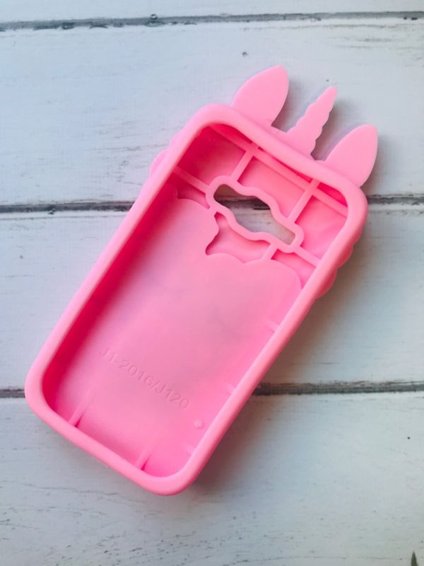 Чохол силіконовий 3D Case з рухливими блискітками на Samsung Galaxy J1(2016) моделі j120 рожевий Єдиноріг