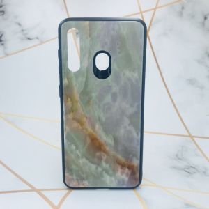 Силіконовий чохол Glass case зі скляною задньою панеллю для Samsung Galaxy M40 Мармур онікс