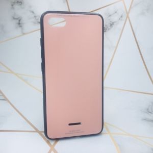 Силіконовий чохол Glass case зі скляною задньою панеллю для Xiaomi Redmi 6A Рожевий