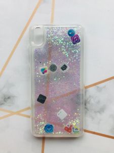 Силіконовий прозорий чохол з плаваючими іконками додатків на Xiaomi Redmi 7A Срібло