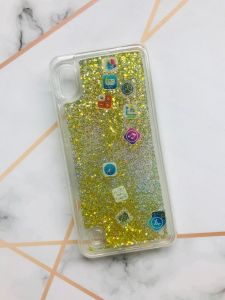 Прозорий силіконовий чохол з плаваючими іконками додатків для Samsung Galaxy А30 (2019) А305 / A20 Золото