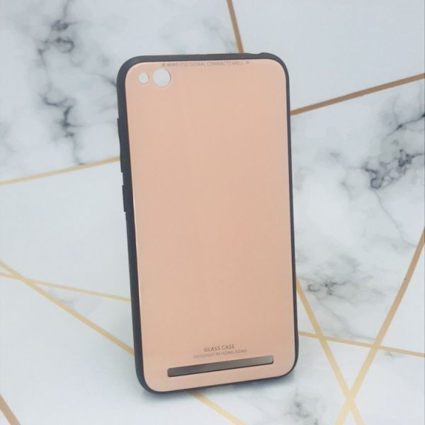 Силіконовий чохол Glass case зі скляною задньою панеллю для Xiaomi Redmi 5A Рожевий