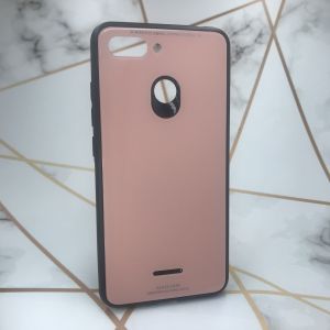 Силіконовий чохол Glass case зі скляною задньою панеллю для Xiaomi Redmi 6 Рожевий