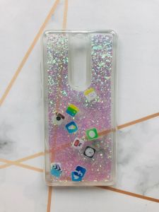 Прозорий силіконовий чохол з плаваючими іконками додатків для Xiaomi Mi 9T Срібло