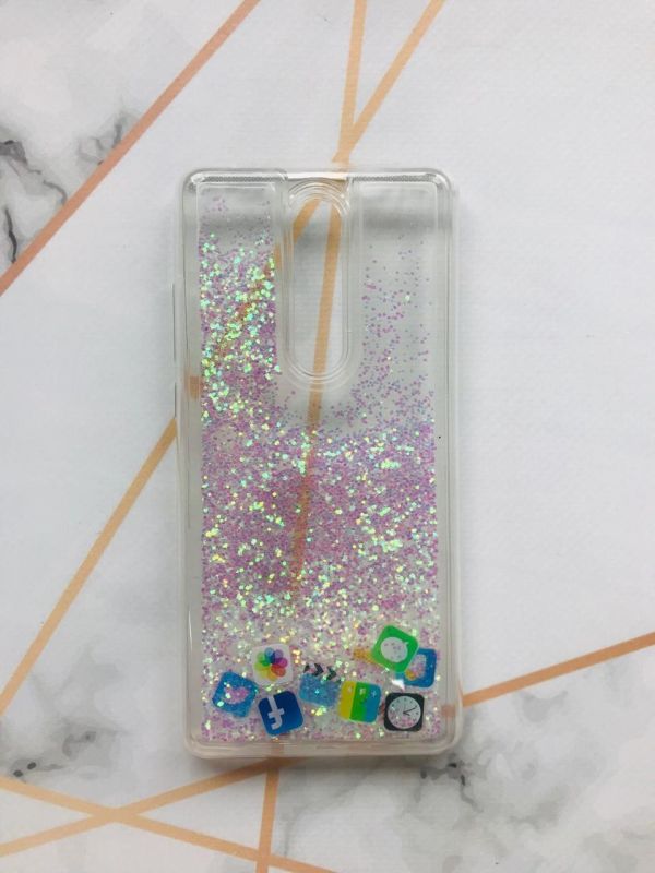 Прозорий силіконовий чохол з плаваючими іконками додатків для Xiaomi Mi 9T Срібло