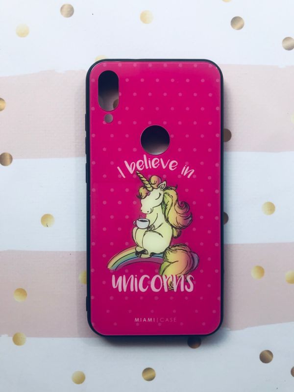 Силіконовий чохол Glass case зі скляною задньою панеллю для Xiaomi Redmi Play Єдиноріг