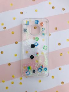 Прозорий силіконовий чохол з плаваючими іконками додатків для Huawei Mate 20 Pro Срібний