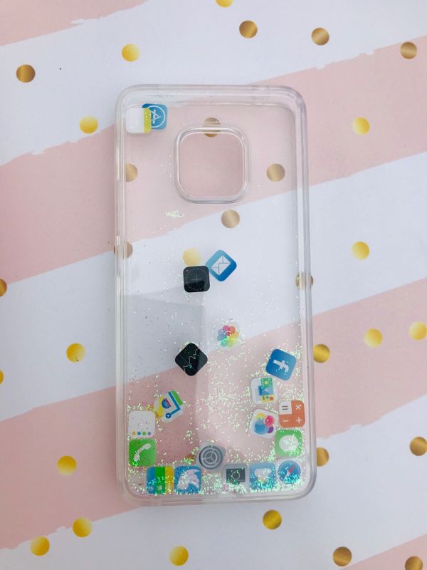 Прозорий силіконовий чохол з плаваючими іконками додатків для Huawei Mate 20 Pro Срібний
