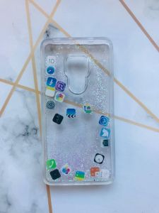 Прозорий силіконовий чохол з плаваючими іконками додатків для Huawei Mate 20 Срібло