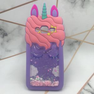 Силіконовий чохол 3D з блискітками, що переливаються, для SAMSUNG Galaxy J3/J310/J320 Єдиноріг фіолетовий