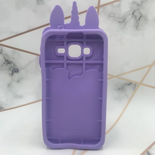 Силіконовий чохол 3D з блискітками, що переливаються, для SAMSUNG Galaxy J3/J310/J320 Єдиноріг фіолетовий