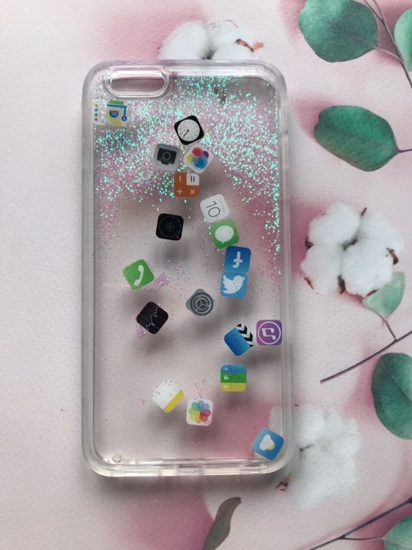 Прозорий силіконовий чохол з плаваючими іконками додатків для iPhone 6+/6 Plus Срібло