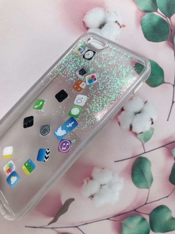 Прозорий силіконовий чохол з плаваючими іконками додатків для iPhone 6+/6 Plus Срібло