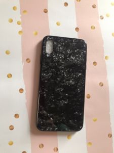 Силіконовий чохол "Мармур блискучий" для iPhone XS MAX Чорний