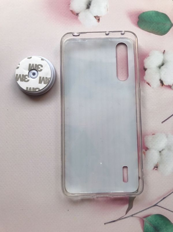 Мармуровий силіконовий чохол з блискітками в комплекті з тримачем для Xiaomi Mi А3 lite Зелений