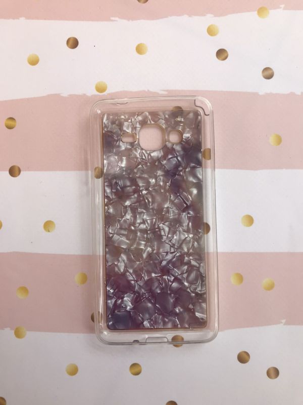 Силіконовий мармуровий чохол із блискітками для Samsung Galaxy Grand Prime G530 / J2 Prime Золотий