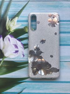 Силіконовий чохол Shine Silicone Case для Samsung Galaxy A50 2019 A505F Срібний з квітами