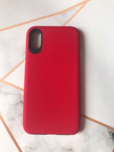 Силіконовий чохол із накладкою (подвійний захист) для iPhone X/Xs Червоний