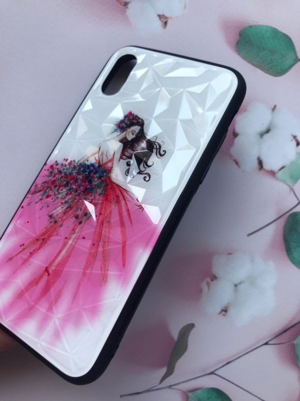 Силіконовий чохол "Стільні ромби" для Apple iPhone X/Xs Дівчина в платті