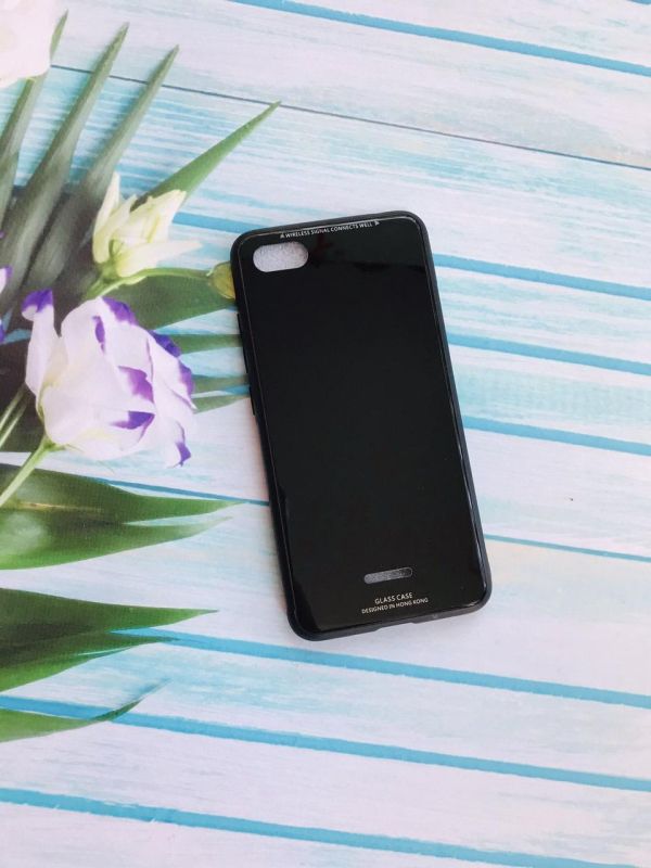 Силіконовий чохол Glass case зі скляною задньою панеллю для Xiaomi Redmi 6A Чорний