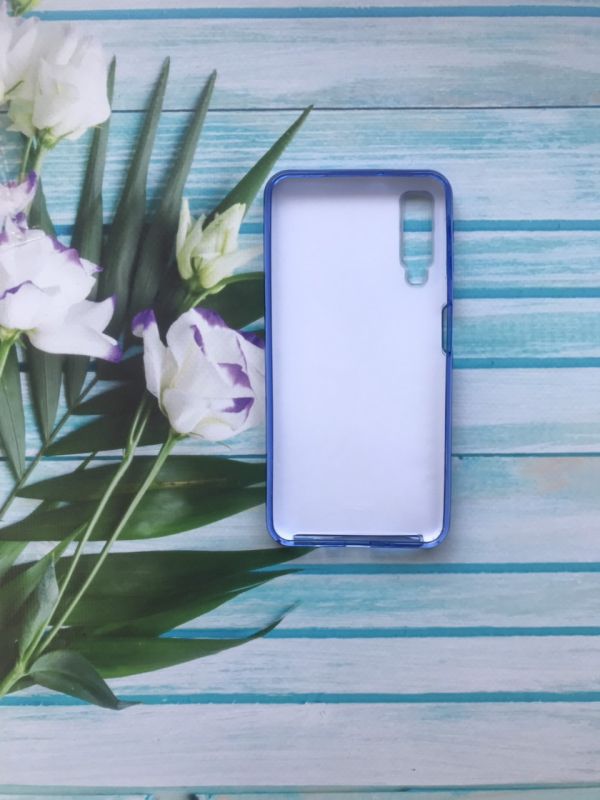 Силіконовий чохол Shine Silicone Case для Samsung Galaxy A7(2018) A750 Блакитний з квітами