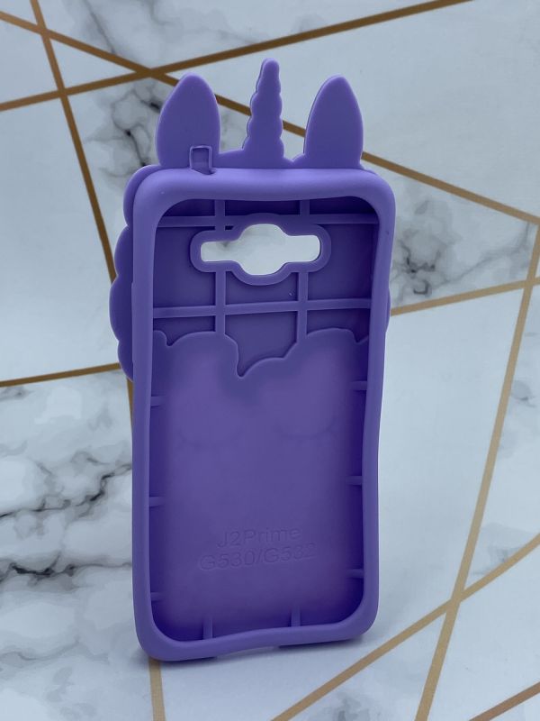 Чохол силіконовий 3D Case з блискітками для Samsung Galaxy Grand Prime G530 / J2 Prime Єдиноріг Бузковий