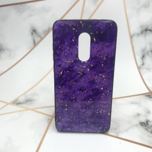 Мармуровий силіконовий чохол з блискітками для Xiaomi Redmi Note 4 / Note 4X Фіолетовий