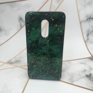Мармуровий силіконовий чохол з блискітками для Xiaomi Redmi Note 4 / Note 4X Зелений