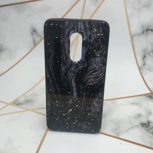 Мармуровий силіконовий чохол з блискітками для Xiaomi Redmi Note 4 / Note 4X Чорний