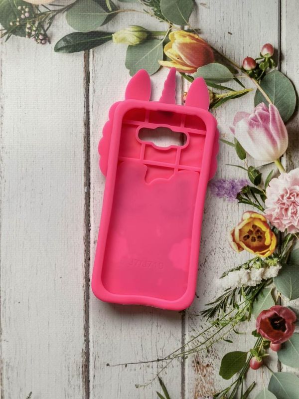 Силіконовий чохол 3D Case з рухливими блискітками на SAMSUNG Galaxy J7(2016) J710 Яскраво рожевий Єдиноріг