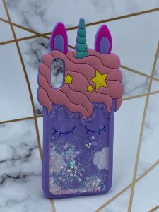 Силіконовий чохол 3D з блискітками, що переливаються, для Samsung Galaxy А10 (2019) А105 Єдиноріг фіолетовий